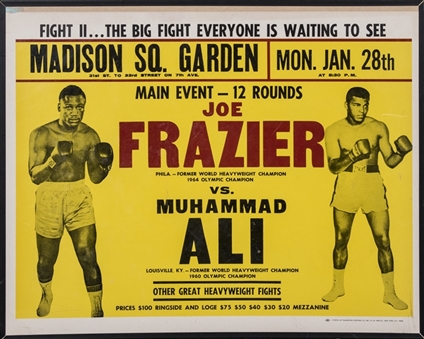 Original 1974 Muhammad Ali vs. Joe Frazier II Fight Poster In 30 x 24 Framed Display